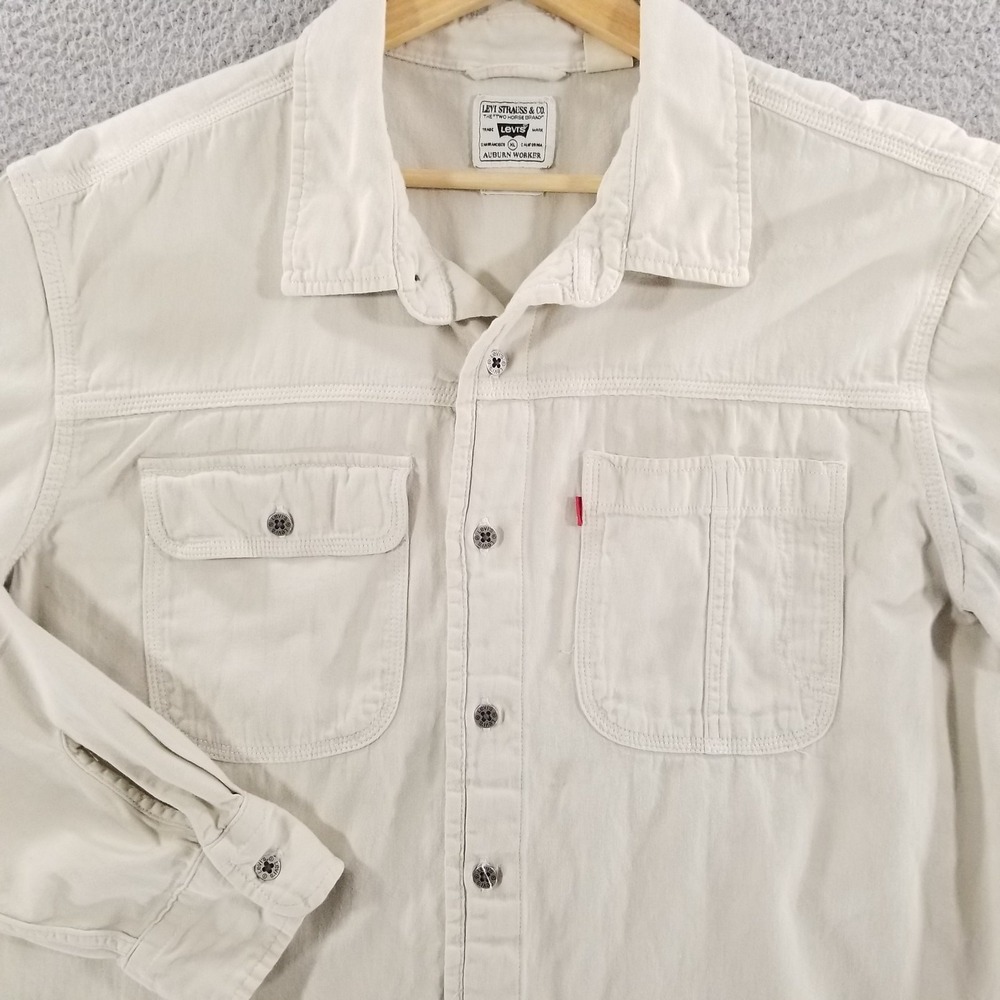 Levi's Shirt *FLAWS* Mens XL White Auburn Worker Workwear Chore Overshirt